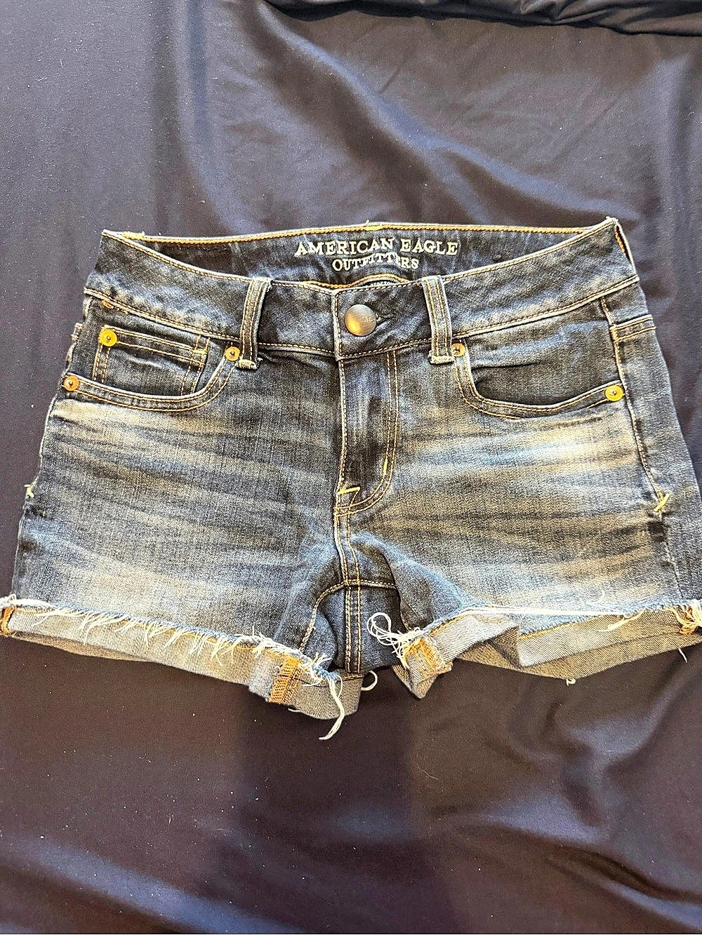American Eagle Outfitters Denim Jean Shorts Blue Frayed Hem